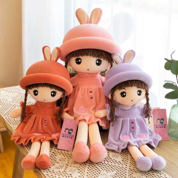 Plush Dolls Kawaii Plush Rabbit Ear Sweetheart Doll Ragdoll Toy Cute and Exquisite Plush Home Decoration Filling Pp Cotton Doll Girl Bihrist