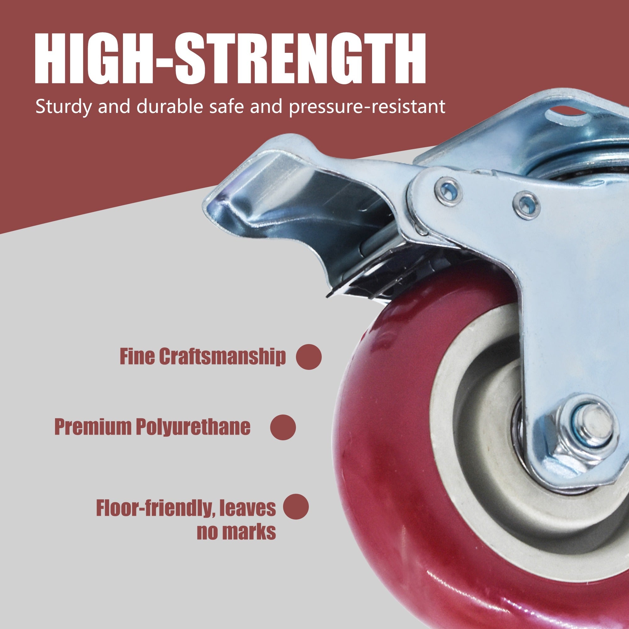 TEMU 4 Pack 4 Inch Red Brake Industrial Casters - 24 Pack 2 Inch Black For Chair Bookshelf 2 Options