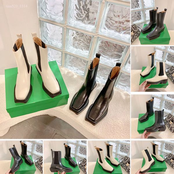 Luxury Women Boots Chunky Boot Anti-Slip Platform Bootie Real Leather Crystal Outdoor Martin Ankle Bottega Tire Botega Storm Tires Up