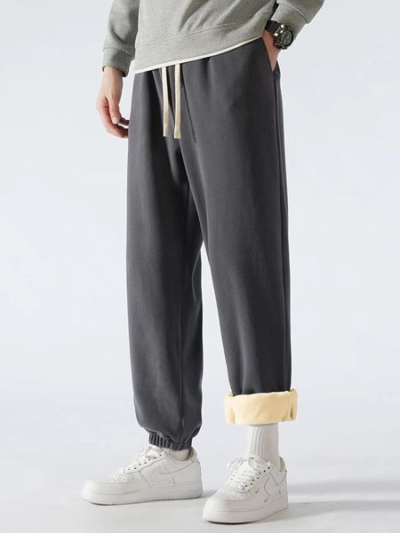 Calça masculina de inverno grossa fce quente sorte de moletom de rua masculina Hip Hop calças largas de corredor de games pesados calças d