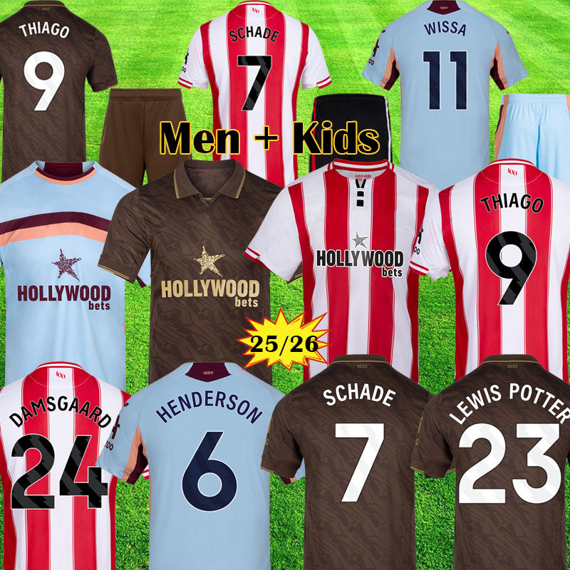 HENDERSON Brentfordedes FC Soccer Jerseys 25 26 BFC Kits SCHADE THIAGO The Bees Football Shirts WISSA MBEUMO LEWIS POTTER Mens Shirt DAMSGAARD Kids