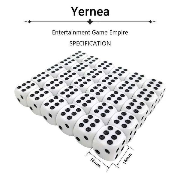Games New 50-100-200 Pcs-Lot 16mm Set Black Point Drinking Acrylic White Round Corner D6 Points Dice Club Party s2452318
