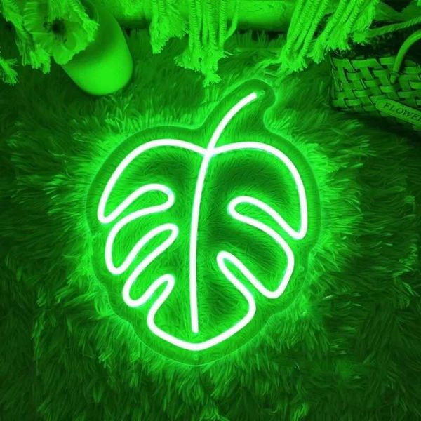 Leaf neon lights art wall decoration green plants LED logo Monstera night lights for home bedrooms living rooms balconies gardens X241210
