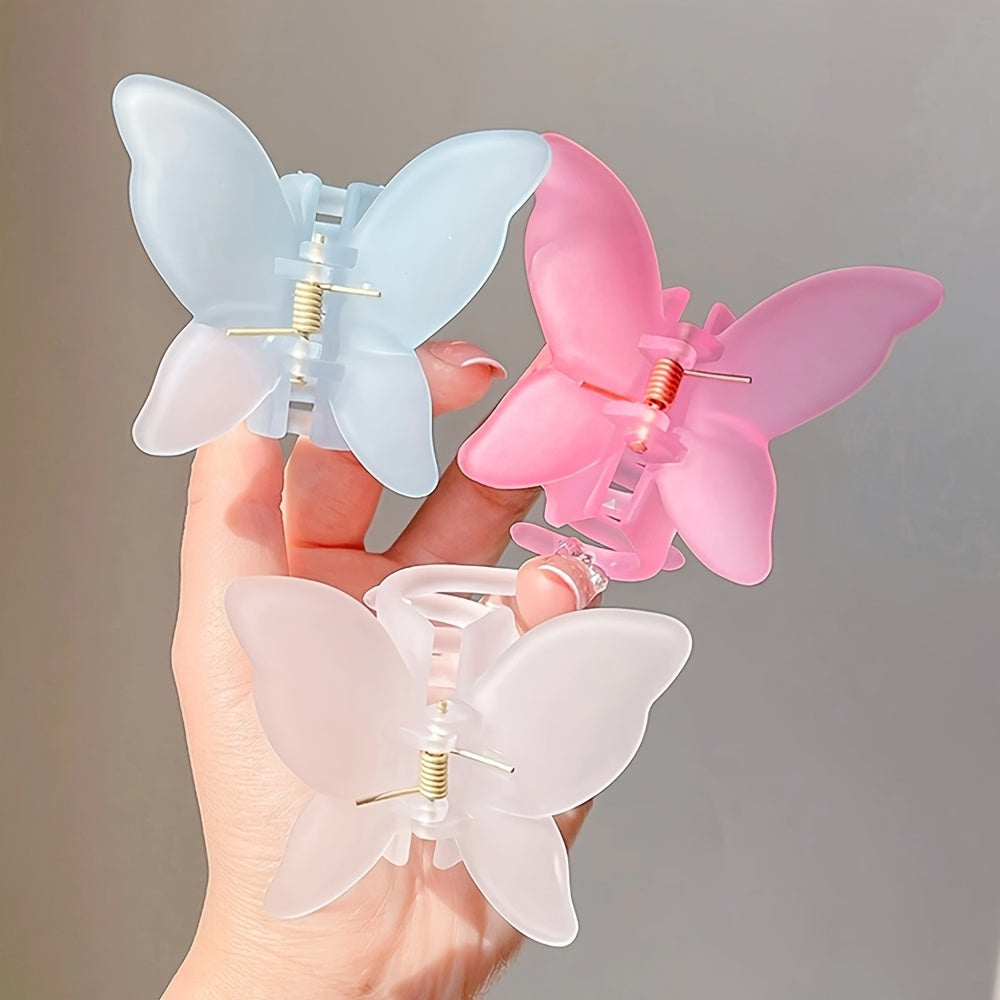 TEMU 3pcs Bohemian Matte Hair Claw Clips Set, Cute Plastic Bowknot Mini Hairpins, Small High Ponytail Holders For Girls & Women