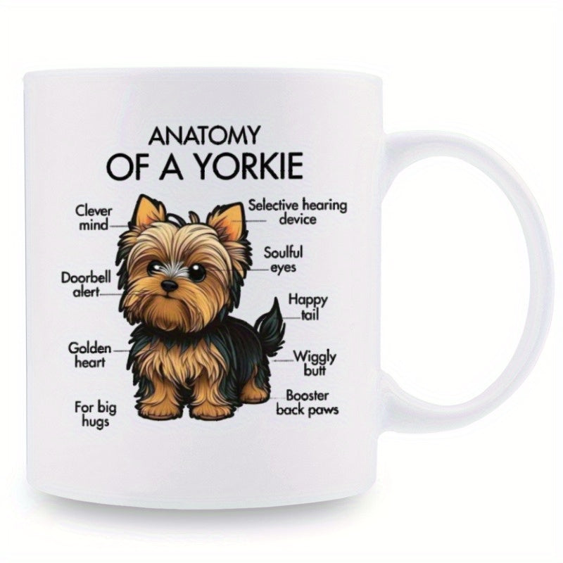 TEMU 1pc, Ceramic Coffee Cup. Funny Yorkie Anatomy Coffee Mug Ceramic - Humorous Dog Lover Gift With Labels, Microwave Safe & Dishwasher Safe, Home,