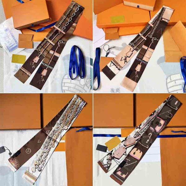 Classic Luxury Designer Scarves Women Fashion Letter&Flower Handbag Scarves Ties Hairbands Polyester Blend Small Scarves
