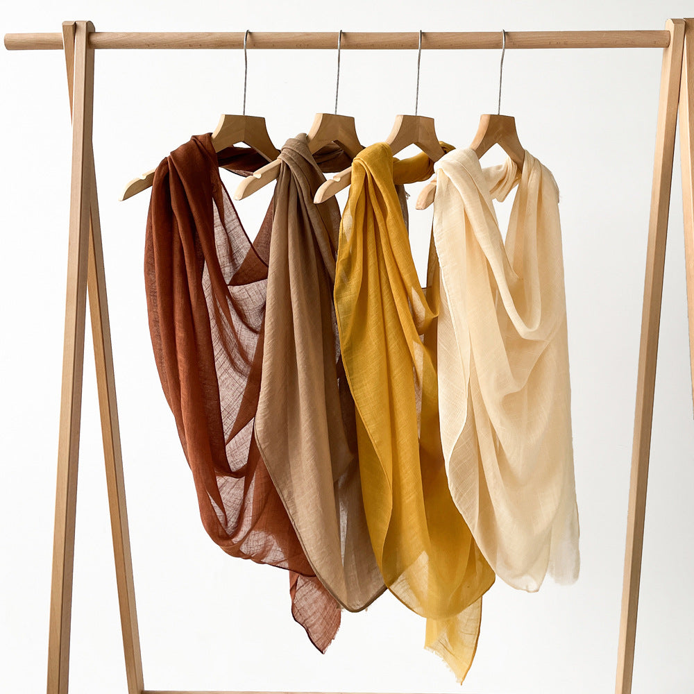 K783 Carefully selected summer cotton and linen scarf pure color simple sunscreen shawl cross-border female high-grade silk scarf gauze scarf headsc
