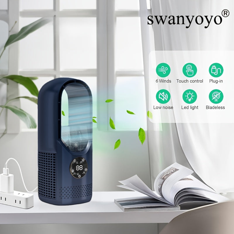 TEMU Bladeless Fan, Spray High-efficiency Cooling Cooler, Office Desktop Fan, Usb-powered Desktop Air Cooler, Night Light And Humidifier, 6 Wind