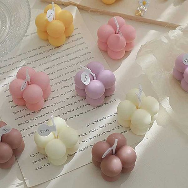 Small Scented Candle Mini Cube Bubble Shaped Wax Candles Aromatherapy for Home Bedroom Wedding Festival Party Decoration AesthetXJ241112
