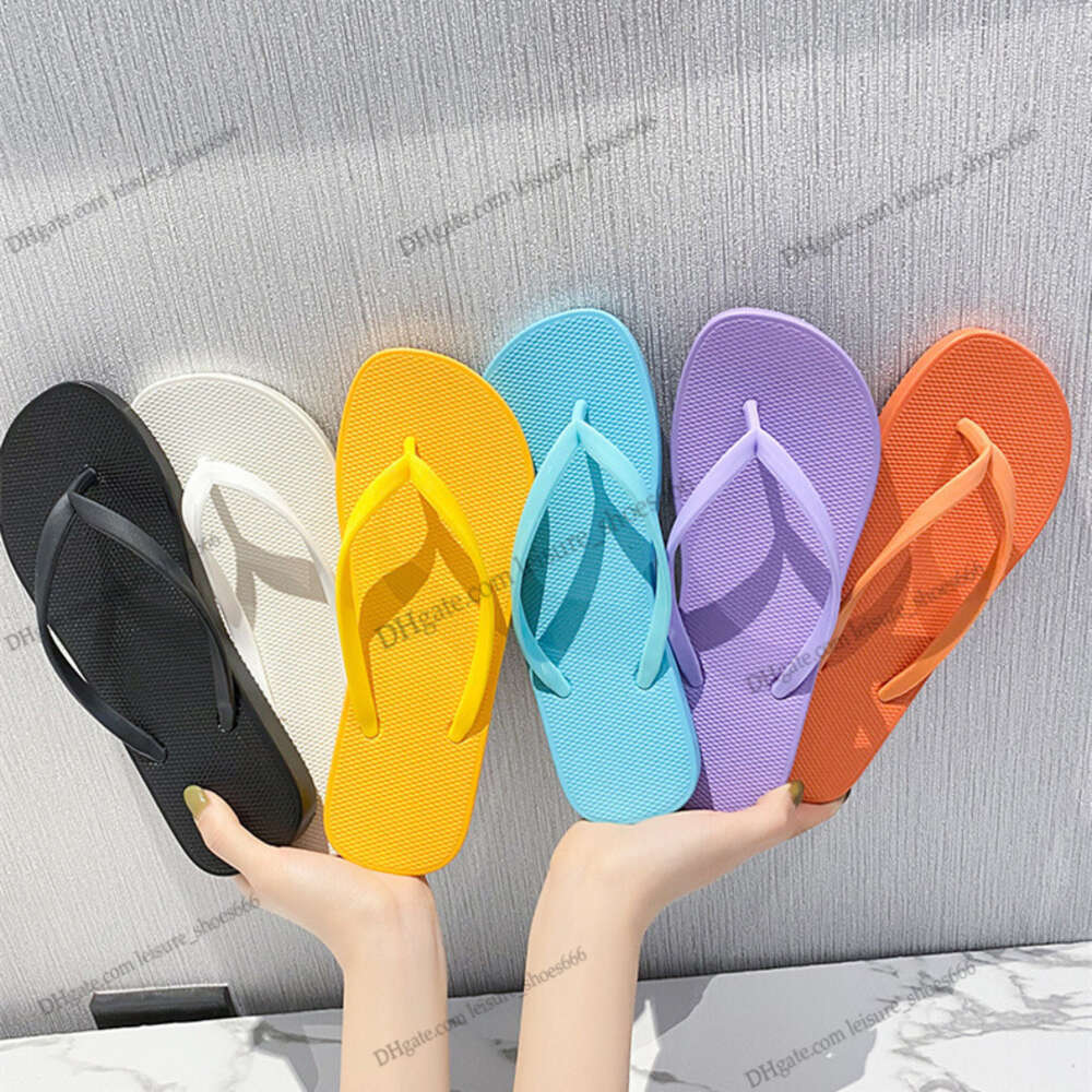 Soft sole anti slip solid color Flip Flops slippers beach shoes summer sandals orange