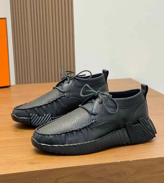 Luxury Designer Men Increase Shoes Suede Calfskin Leather Skateboard Walking Light Sole Runner Casual Shox Comfort Outdoor Sports With Box 3