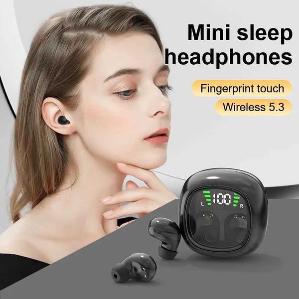 Black sleep earphones for side lying invisible minimum wireless earphones hidden earphones for small earplugs microphone Y250108
