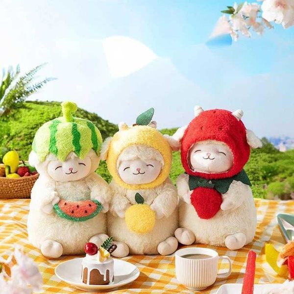 Plush Dolls 28cm stuffed wool plush toy eating sweet melon stuffed sheep toy watermelon strawberry lemon plush soft toy childrens Christmas