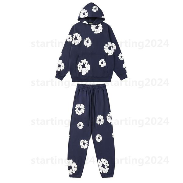 Men&#039;s Tracksuits American Fashion Pattern 3D foam Print Loose Hooded Sweatshirt Pants Sportswear Couple Casual Y2k Sweatshirt Hoodie Se