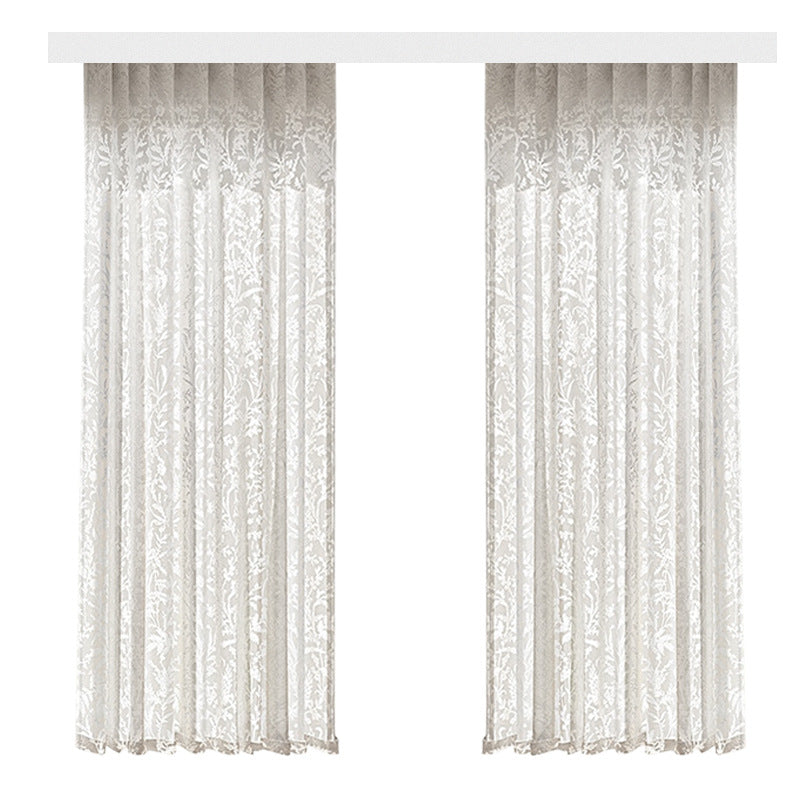 B20 Yuezhiying Window Screen French Living Room Bedroom Balcony Cream Color High-grade Hollow Princess Style Shaoxing Keqiao Gauze Curtain