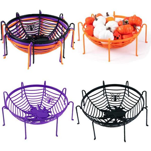 1-3pcs Halloween Spider Web Candy Baskets plastic Cobweb Fruit Holder Bowl Biscuit Basket trick Or Treat Decor Halloween Party Y240801