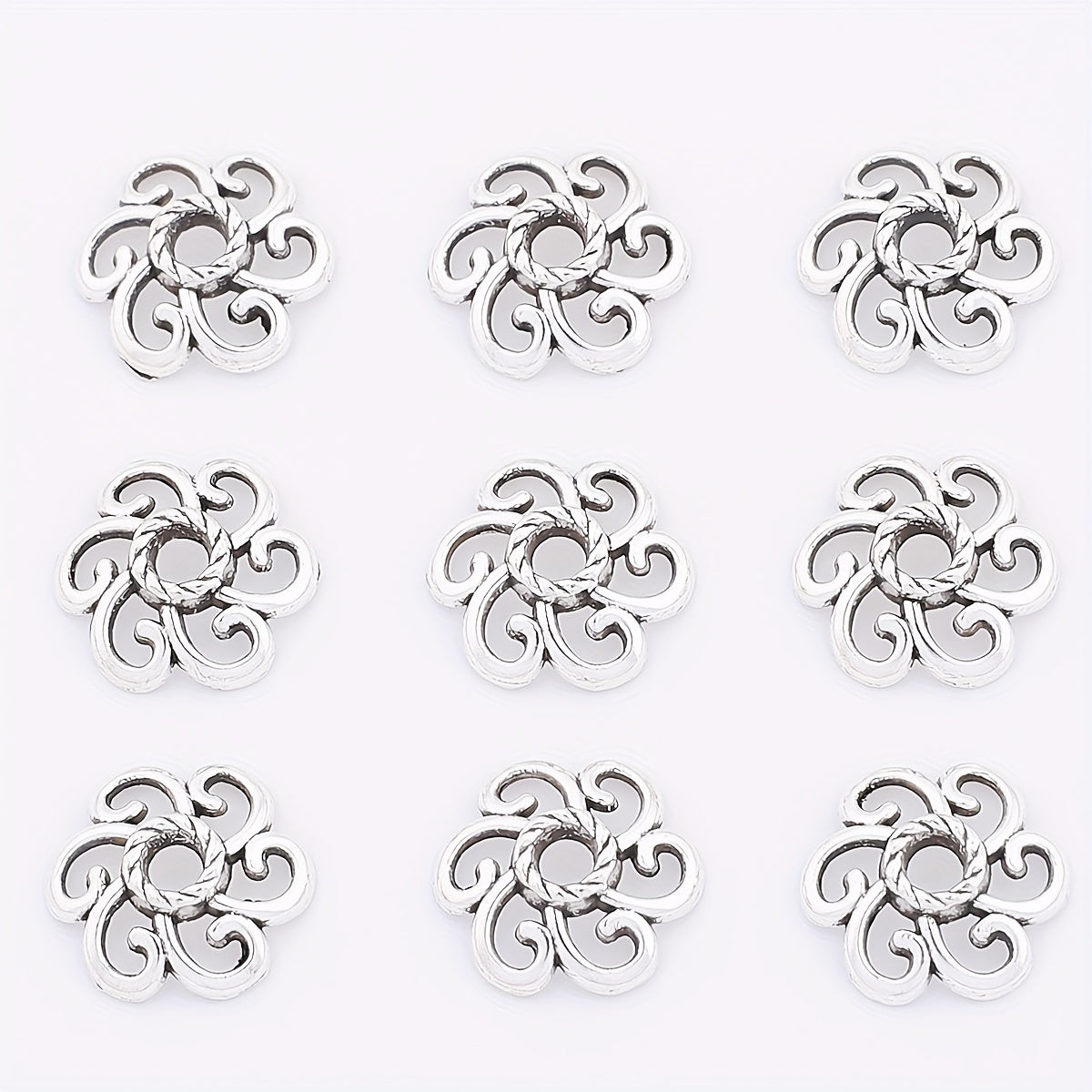 TEMU 50pcs Alloy Floral Bead Caps - 10mm Round Spacer Caps For Making, Earrings, Necklaces, Bracelets - Vintage Handmade Beaded Accessories, Holiday