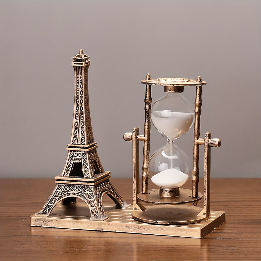 TEMU Vintage Timer Statue - Decorative Ornament With Sand Timer, For Bedroom, Bookshelf, Desk & Cabinet - Unique Valentine's Day Gift For Couples & ,