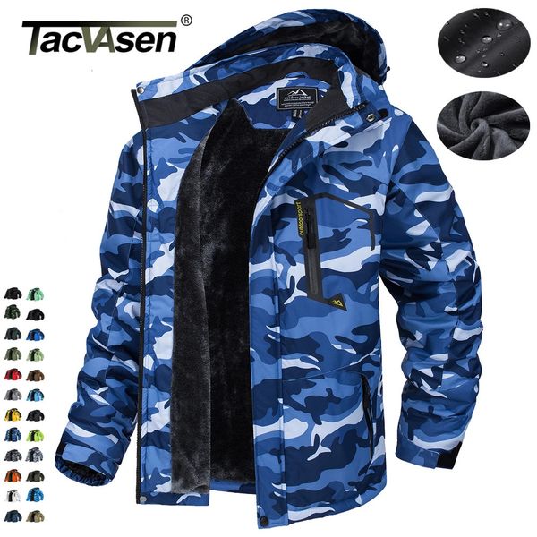 TACVASEN wool lined mountain jacket mens hiking jacket outdoor detachable hooded jacket ski park winter jacket 241209