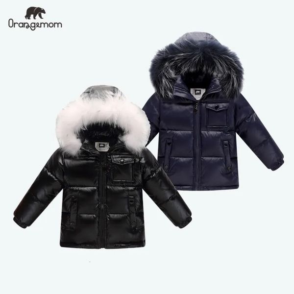 Jackets Black Winter Jacket Parka For Boys Winter Coat 90% Down Girls Jackets Children&#039;s Clothing Snow Wear Kids Outerwear Boy Clothes