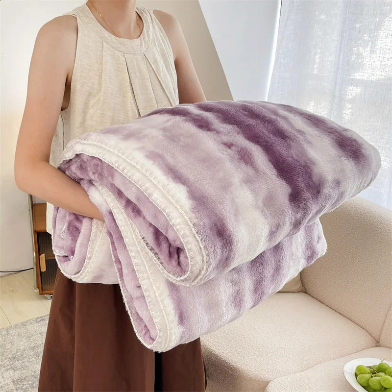 Purple Blanket Tie Dye Soft Throw Blankets for Couch Sofa Bed Soft Lightweight Plush Cozy Faux Rabbit Fur Blankets Throws 240925