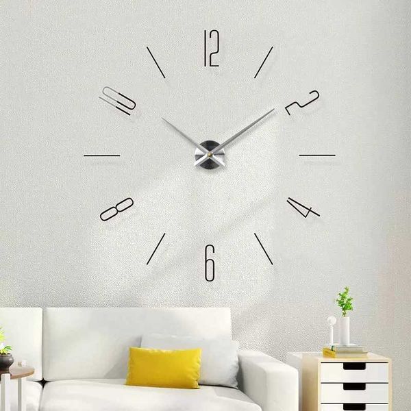 2023 New DIY Big Number 3D Wall Clock Quartz Watch Decorative Clocks Acrylic Mirror Sticker Oversize Clock Wall Home DecorXJ240814