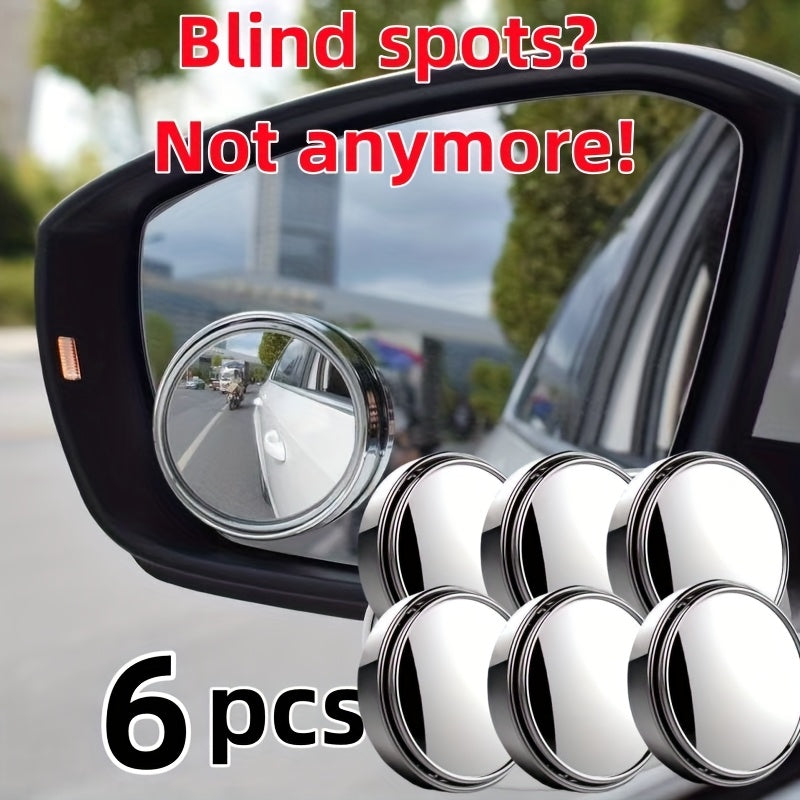 TEMU 6pcs Fit Wide-angle Blind Spot Mirrors For Cars – Safety, Durable Abs Material, Easy Adhesive Installation, Convex Design Visibility