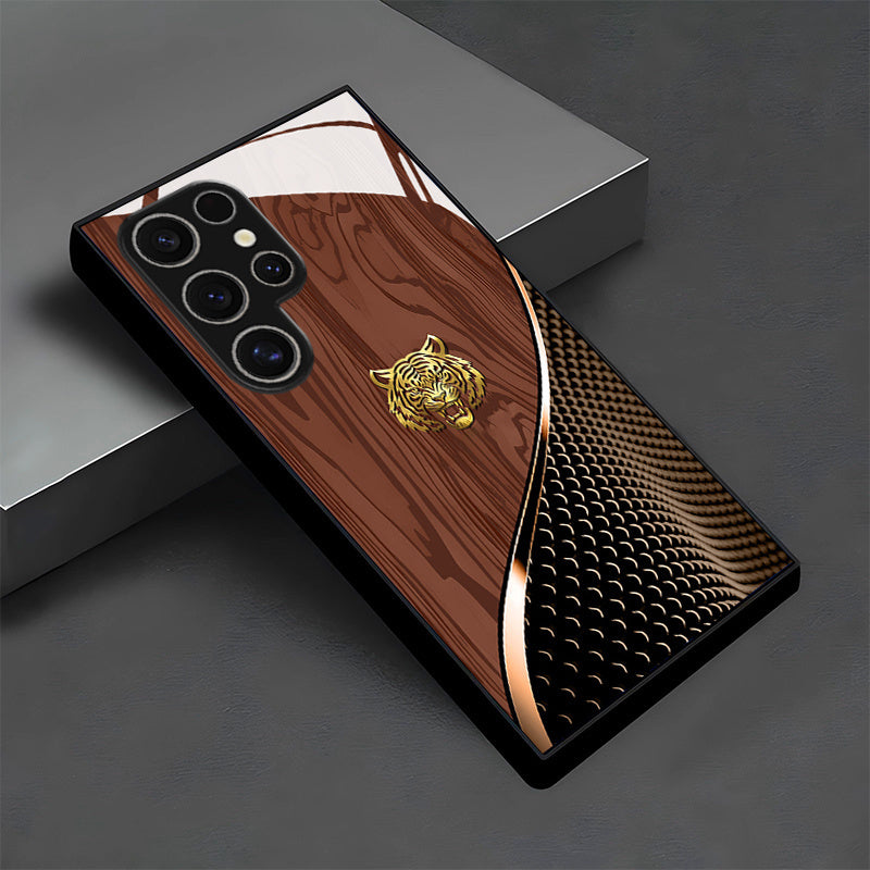 TEMU Brown Wood Grain Pattern Glass Phone Case For For Galaxy S25-s25 Plus-s25 Ultra-s24-s24 Fe-s24 Plus-s24 Ultra-s23+-s23 Ultra- -s22+-s22