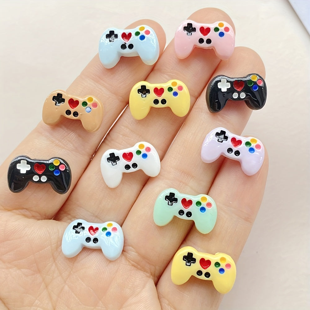 TEMU 20-40pcs Mixed Color Miniature Resin Game Controller Charms - Cute Kawaii Flat Back Craft Decorations For Diy Nail Art, Scrapbooking & Jewelry