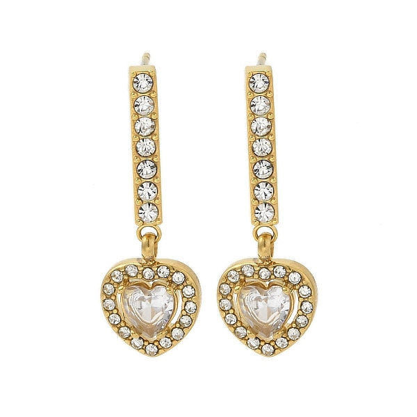 Boucles d'oreilles à tige en acier inoxydable avec placage ionique (IP) et incrustations de strass et de zircones cubiques transparentes...