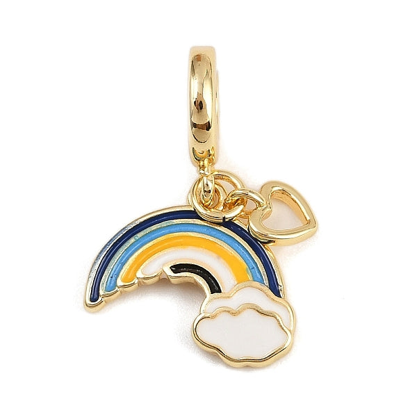 Breloques pendantes européennes en laiton et émail coloré