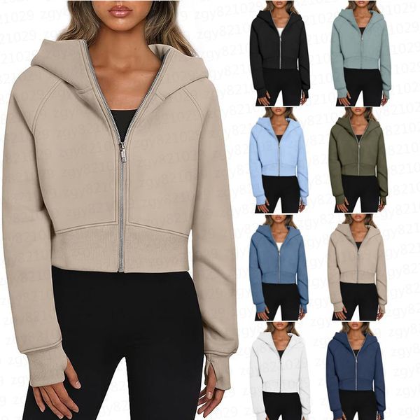 Womens Hoodie Yoga Training Sweat-shirt Heavy Warm Jackets Sweatshirts Gym Workout Clothes Sports and Leisure Yoga Coat C2