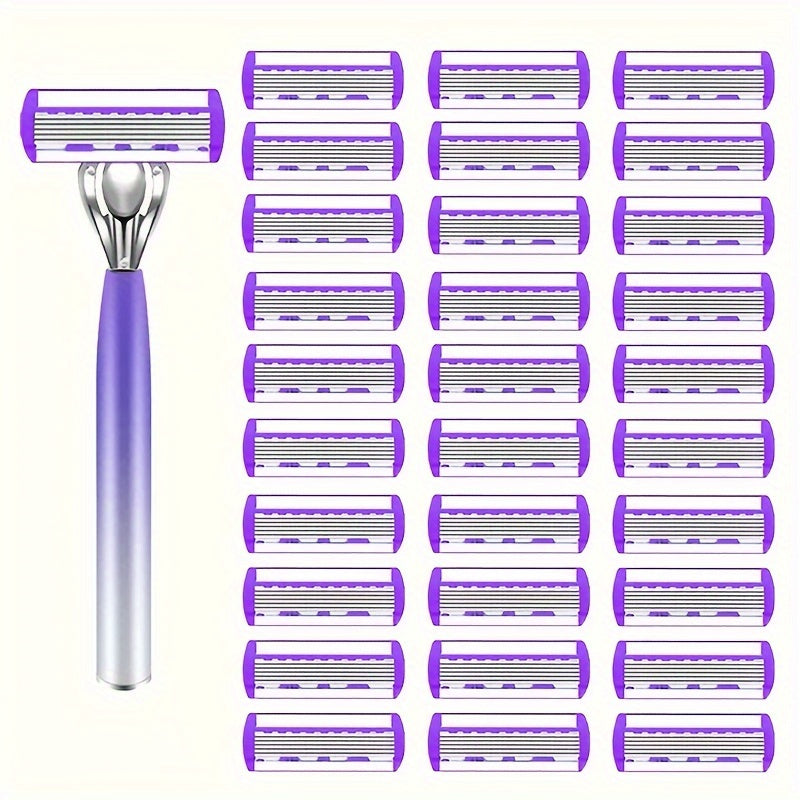 TEMU Classic Women' Shaver - Precision Stainless Steel 6-layer With Ergonomic Handle - Essential For In Traditional Shaving