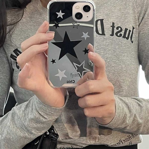 Cell Phone Cases Korean Cute Y2k Star Make Up Mirror Phone Case For iPhone 14 13 12 11 Pro Max X XS XR Glossy Korean Shockproof Soft Hard Co