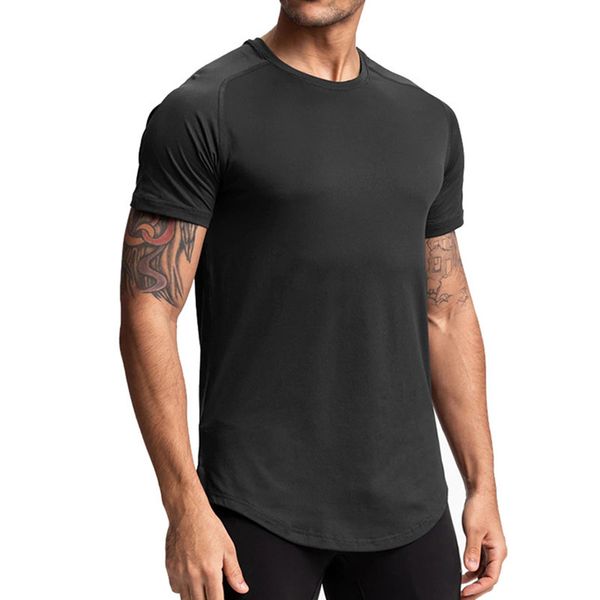 lu Outdoor Men&#039;s Sports T Shirt Solid Color Short Sleeve Breathable Sweat Top Bodybuilding Shirts Elastic Slimming D-67