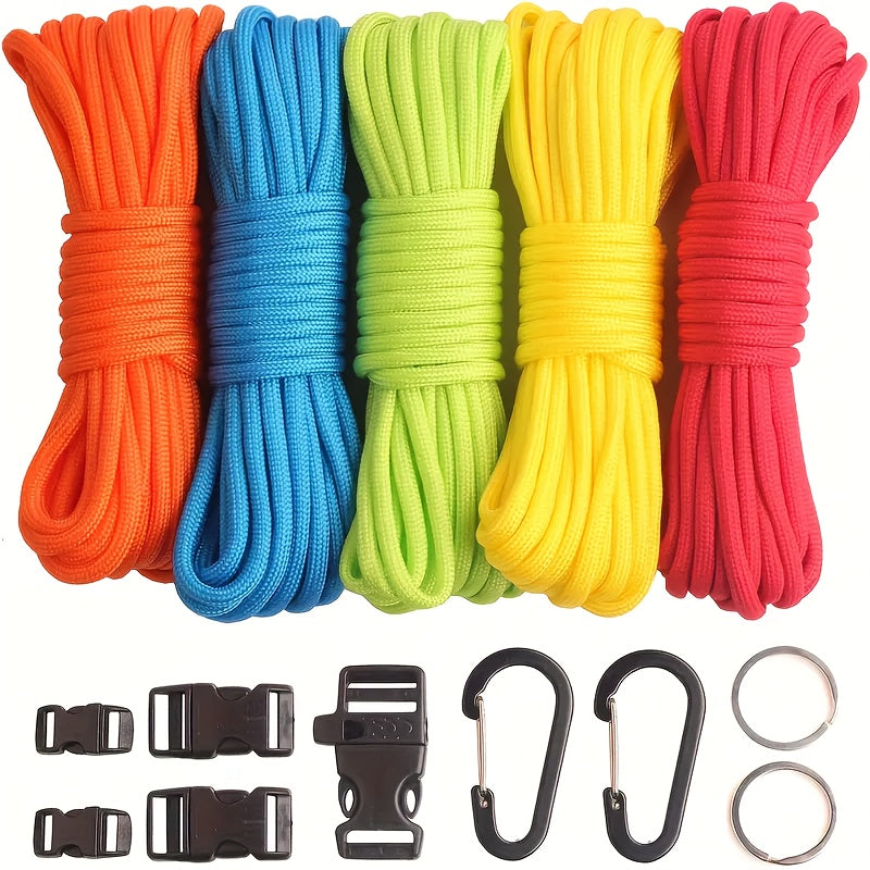TEMU Multi Functional Handmade Set With 5 Types Of Buckles - Nylon Rope For Diy Bracelets, Keychains, Etc. - Suitable For Beginners To Advanced