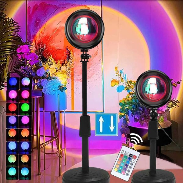 Ins Sunset Projector Lamp Rainbow Atmosphere Night Sunset Light Bedroom Decor Room Decor Background Wall Table Live-stream Lamp X250128