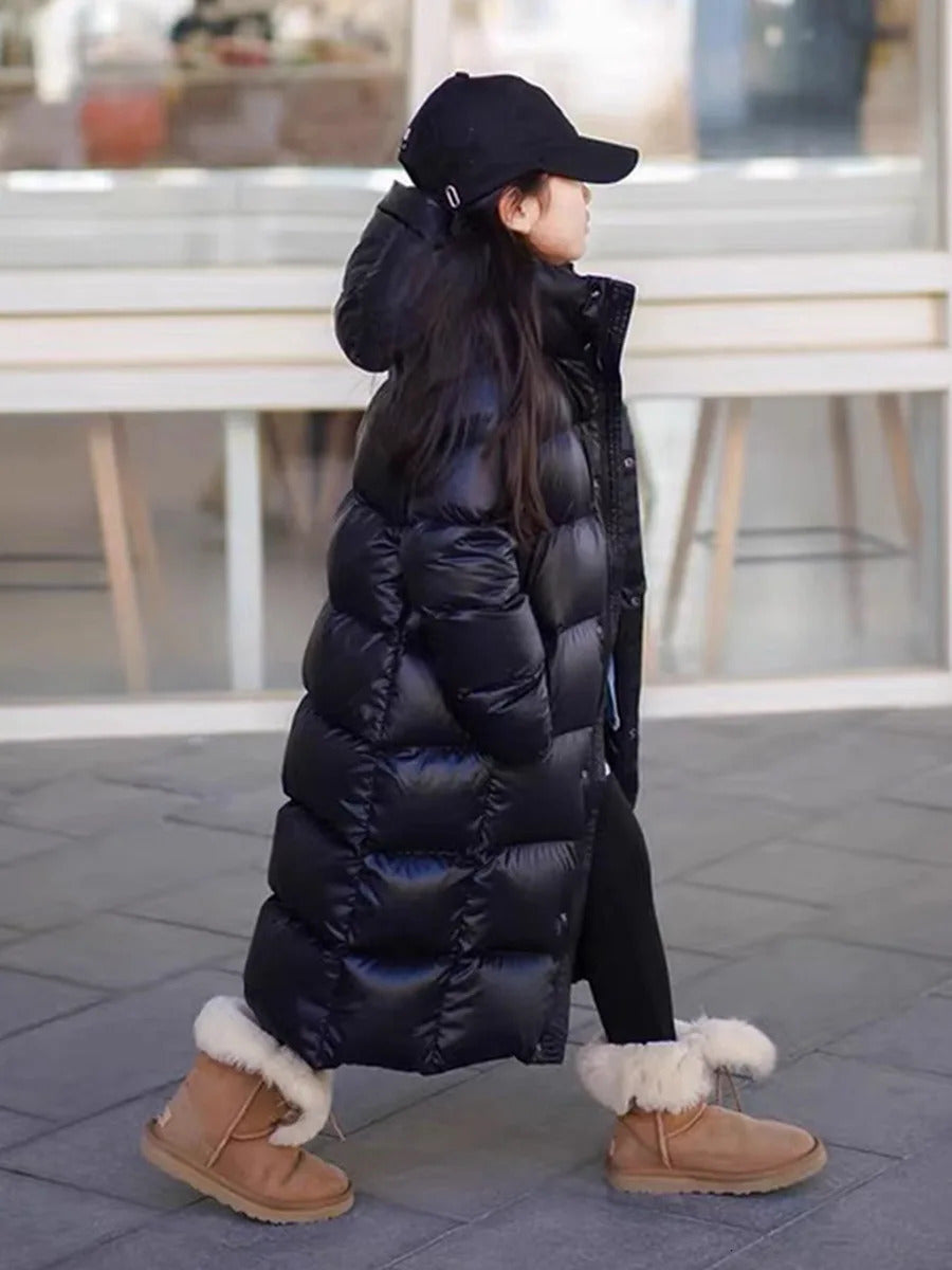 Winter Thickness White Duck Down Jacket Girls Long Warm Puffer Coat Boys Waterproof Hooded Parkas Kids Snow Outerwear XMP401 240103