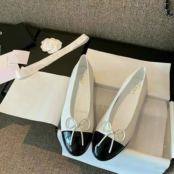 Low heel paris designer black ballet flats women brands quilted genuine leather slip on ballerina round toe fashion ladies dress shoes chann