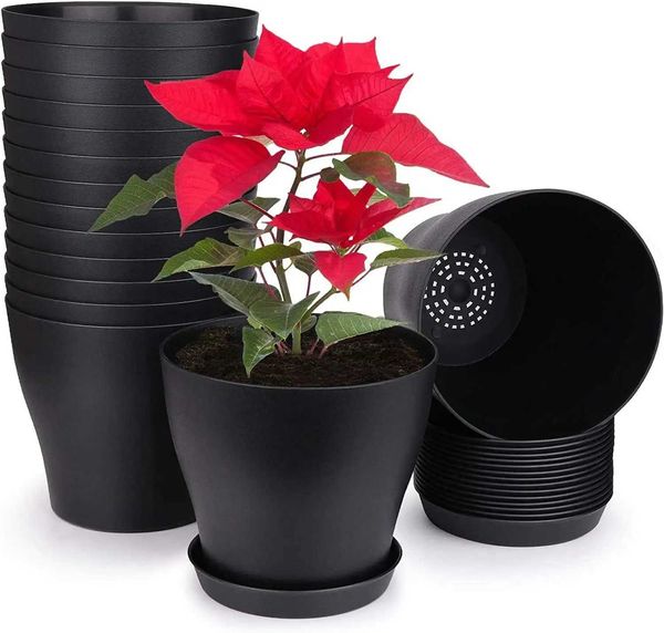 4.8-inch plastic plants indoor plants flower pots garden containers with drainage pipes and sauces Y250115