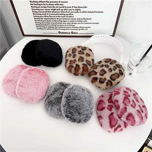 Earphone Accessories Luxury Leopard Print Cases Fluffy Plush Fur Soft Protective Case For Airpods Max Wireless Headphone Earphone Accessorie