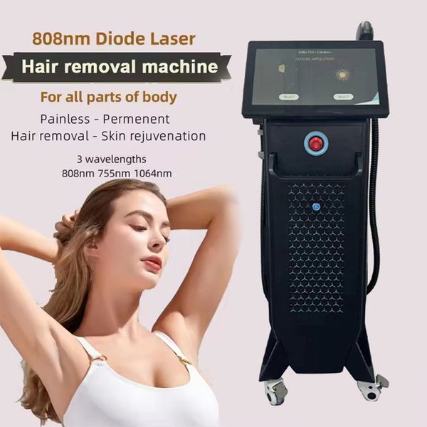 Professional Ice Painless 808 Diode Laser Hair Removal With 3 Wavelengths 755 808 1064nm Hair Removal Skin Rejuvenation Beauty Machine