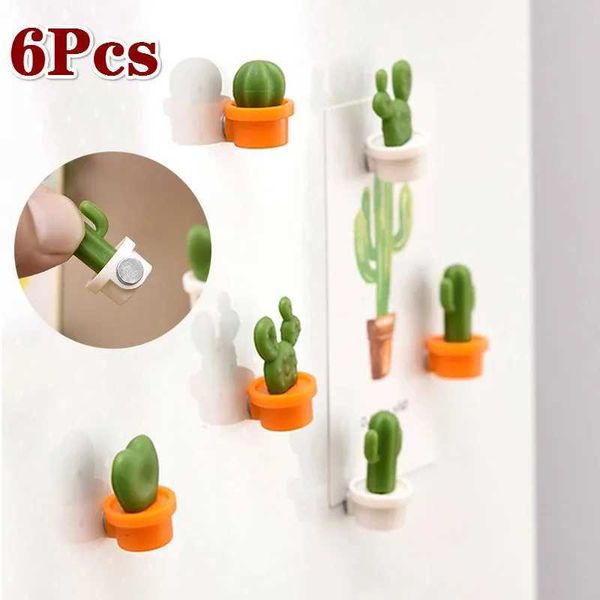 Fridge Magnets 6Pcs-set Fridge Magnets Cute Succulent Plant Magnet Button Cactus Refrigerator Message Sticker Kitchen Tools J241109