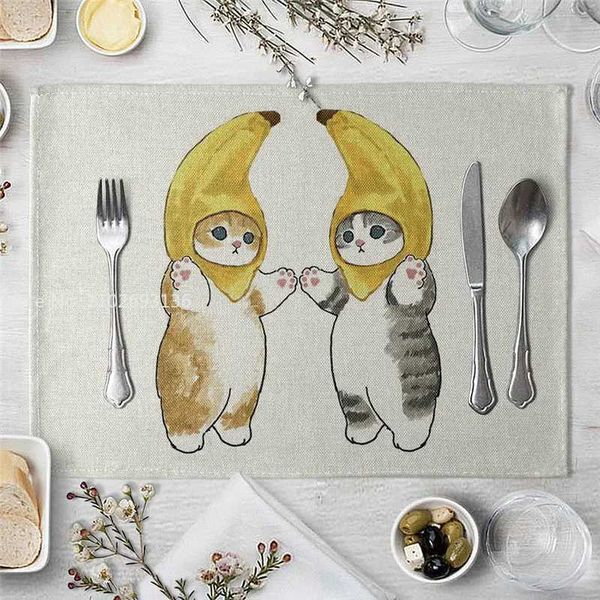 Cute cat cartoon animal table mat roller coaster creative printing heat-resistant kitchen utensil hot mat X250108