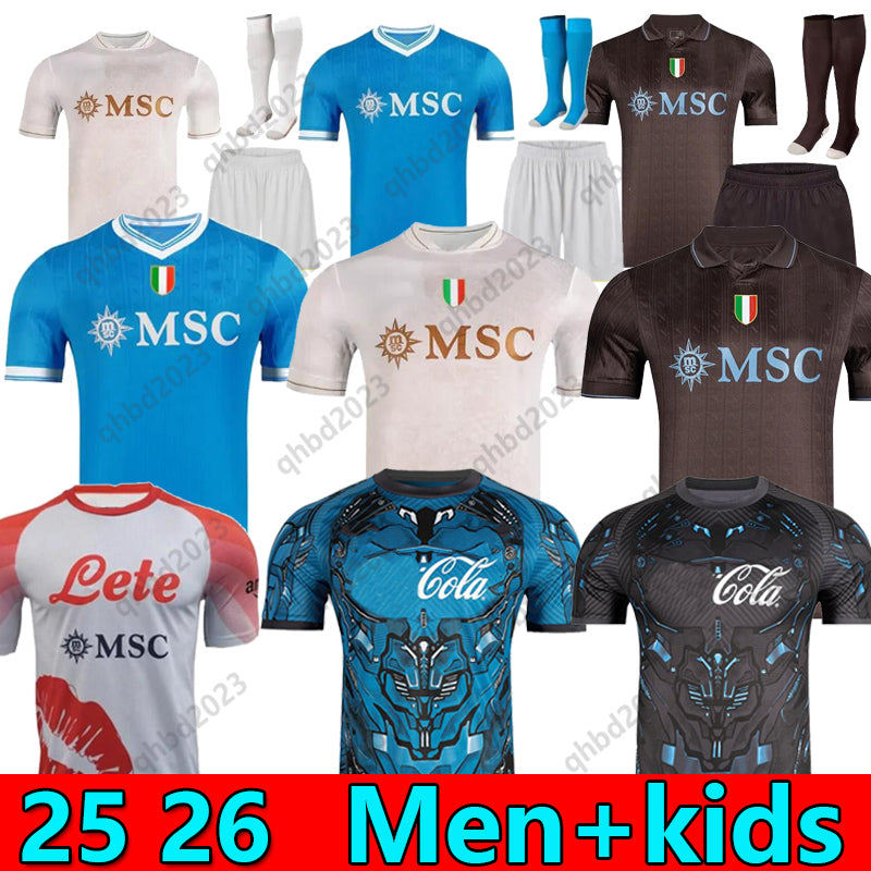 S-4XL LUKAKU NAPOLI 25 26 soccer jerseys DE BRUYNE Maglia NaplesS 2025 2026 ZIELINSKI ANGUISSA OLIVERA McTOMINAY Football Shirts Napolise men kids T