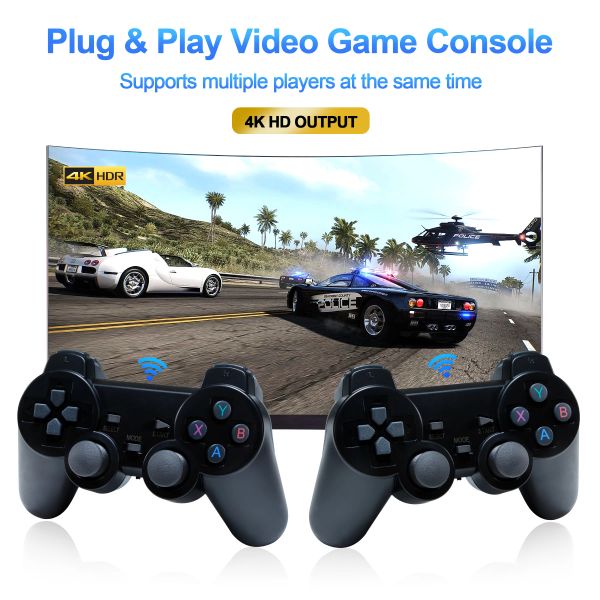 GD10 X2 Plus Retro Game Console 4K HDMI HD Output TV Game Stick 2.4G Dual Controller Handles Portable Video Games Consoles
