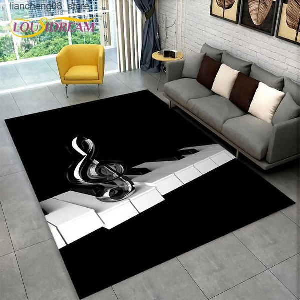 Carpets 3D Music Musical Note Piano Art Area Rug LargeCarpet Rug for Living Room Bedroom Sofa Doormat DecorChild Non-slip Floor Mat L240910