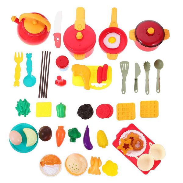 49 pieces-set Play House toys boys toys simulated tableware cooking games kitchen meals plastic children W241119