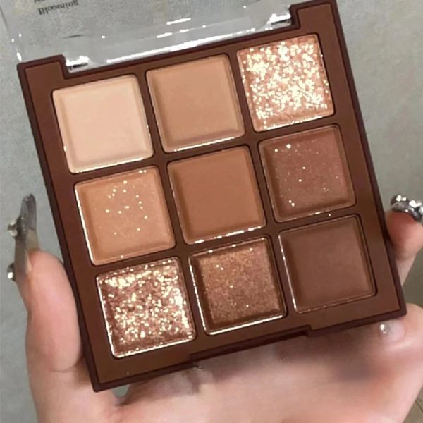 Chocolate Eyeshadow Palette Glitter Eyeshadow Prime Waterproof Eye Pigment Matte Shimmer Matte Eye Shadow Powder Makeup Kit Nude