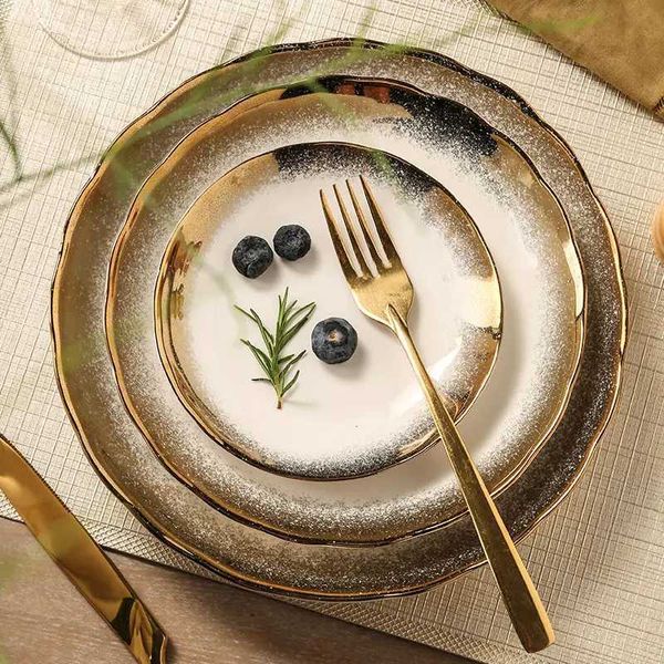 Dishes Plates Galvanized ceramic plates high-end hotel restaurants salad plates light steak plates Western cuisine plates H250110